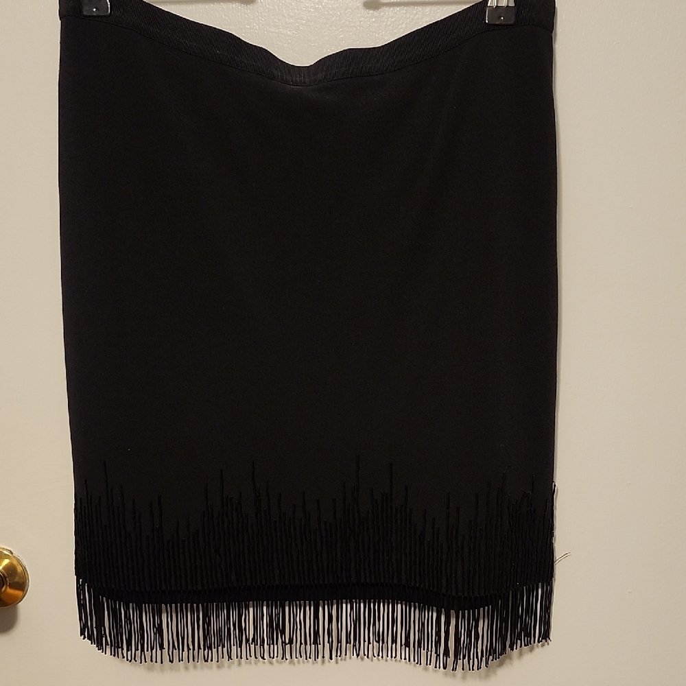 Ann Taylor Black Pencil Skirt with Fringe